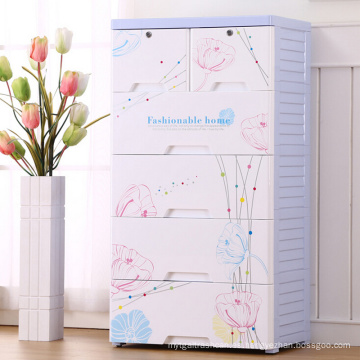 Gabinete de cajón de plástico de diseño de flores de moda (206055)